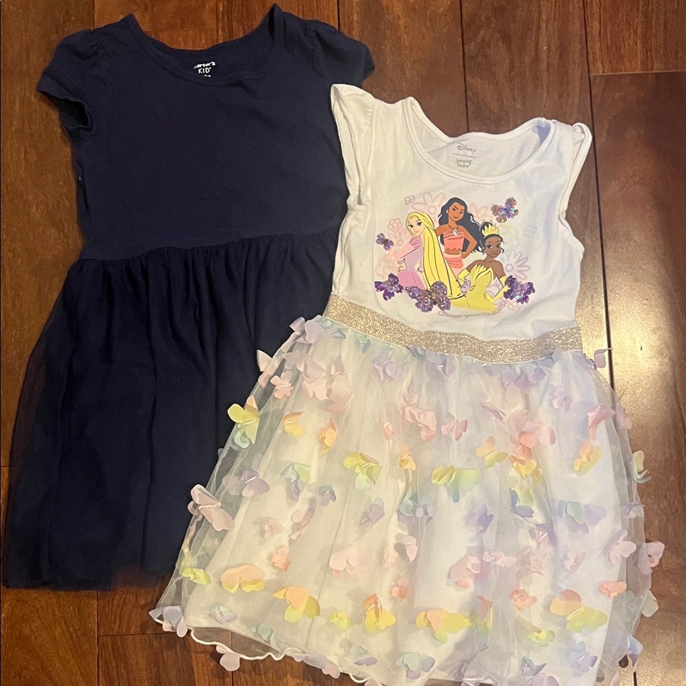 2 size 5 dresses: Disney Princess and Navy  short sleeve